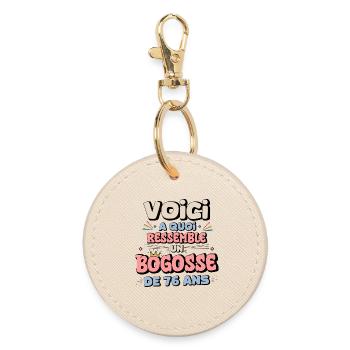 76th Birthday Humor Design - Round Keyring - oyster - Front