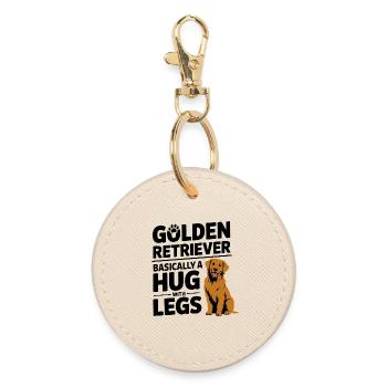 Golden Retriever Umarmung mit Beinen - Runder Schlüsselanhänger - Auster - Vorne