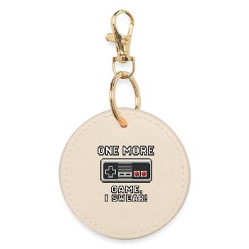 Retro Gaming Quote Design - Round Keyring - oyster - Front