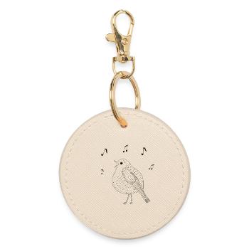 Elegant singing bird in black and white - Round Keyring - oyster - Front