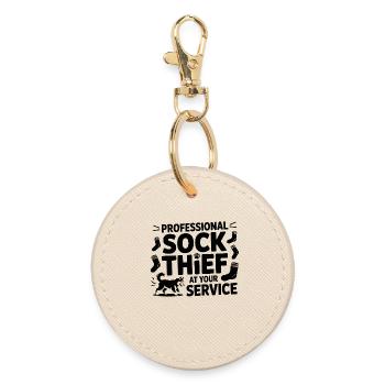 Professional Sock Thief Dog Lover - Round Keyring - oyster - Front