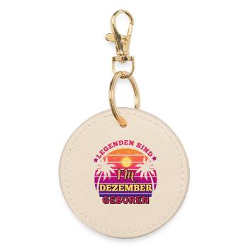 Legends Are Born in December - Birthday - Round Keyring - oyster - Front