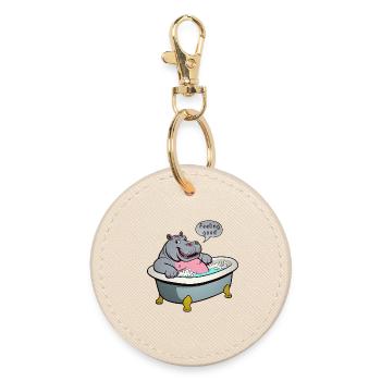 Hippo in the bath - Round Keyring - oyster - Front
