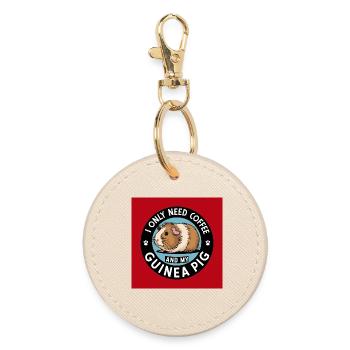 Cuddly Guinea Pig Coffee Saying - Round Keyring - oyster - Front