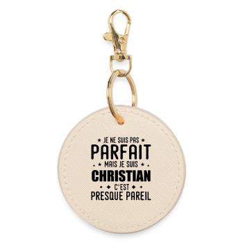 Christlich: authentisch, unvollkommen, oben, Perfektion - Runder Schlüsselanhänger - Auster - Vorne
