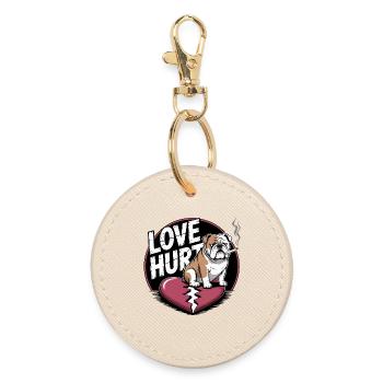 Love Hurts Bulldog - Round Keyring - oyster - Front