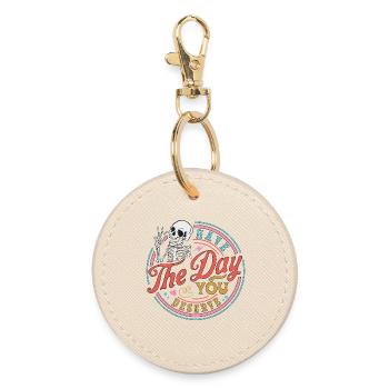Skull with motivational message - Round Keyring - oyster - Front