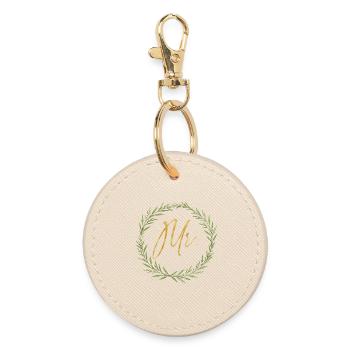 Mr! Elegant Wreath Design for the Groom - Round Keyring - oyster - Front