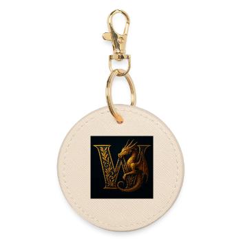 W – Ornement magique avec dragon - Porte-clés rond - huître - Devant