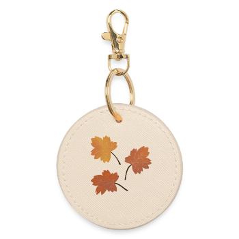 Herbstliches Ahornblattmuster für kuschelige Kleidung - Runder Schlüsselanhänger - Auster - Vorne