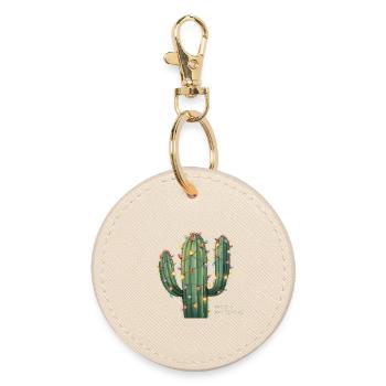 Weihnachtskaktus – Prickly but Festive - Runder Schlüsselanhänger - Auster - Vorne