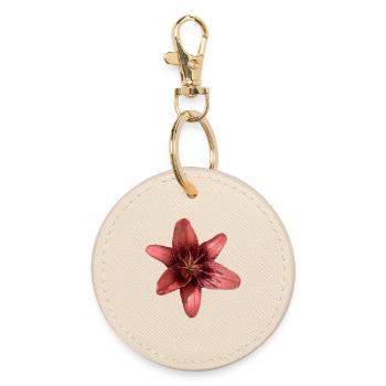 Elegant Pink Lily Petals Design - Round Keyring - oyster - Front