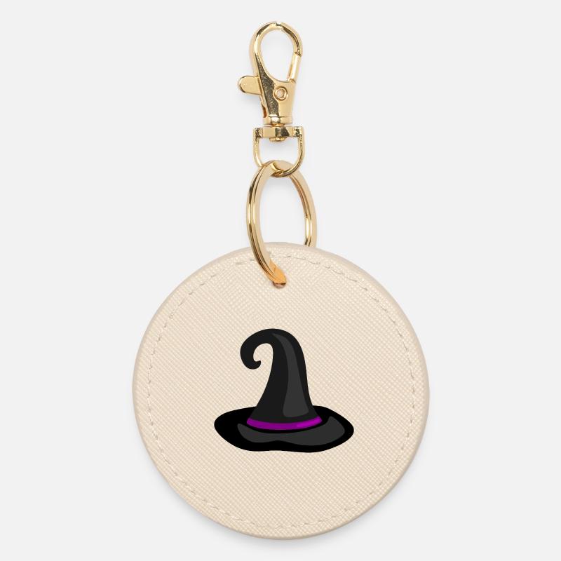 Magical Witch Hat Illustration - Round Keyring - oyster