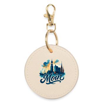 Hamburg Moin Stadt Silhouette maritim Geschenk - Runder Schlüsselanhänger - Auster - Vorne