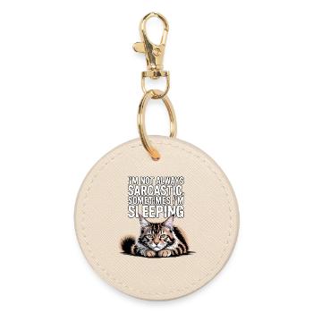 Sarcastic Cat Sleep - Round Keyring - oyster - Front