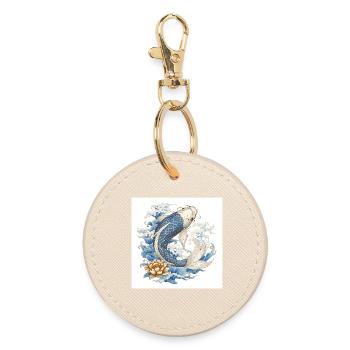 Koi Fish & Lotus – Romantic Japan Design - Round Keyring - oyster - Front