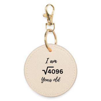 64 Years in Style – Mathematically Clever with √4096 - Round Keyring - oyster - Front