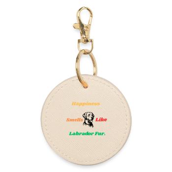 Citation sur le bonheur de la fourrure de Labrador - Porte-clés rond - huître - Devant