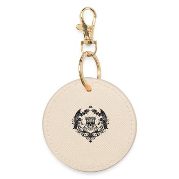 Crâne gothique sombre avec des chauves-souris - Porte-clés rond - huître - Devant