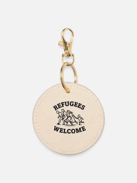 Refugees Willkommen Illustration - Runder Schlüsselanhänger - Auster