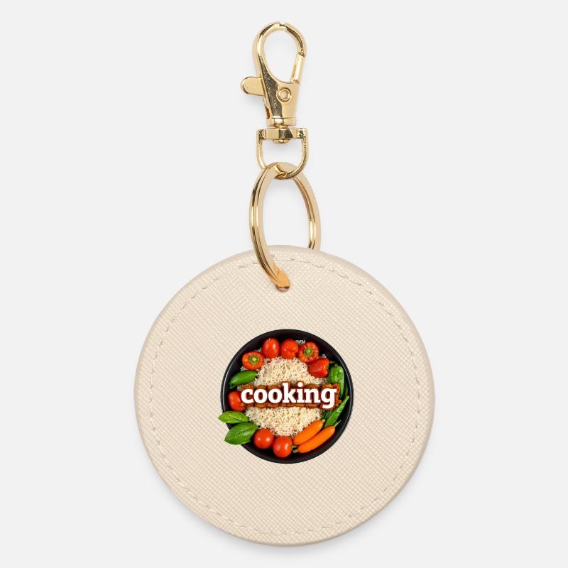 Culinary cooking with fresh vegetables - Round Keyring - oyster