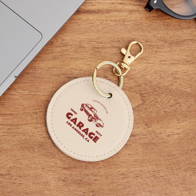 Custom Oldtimer – Garage Los Angeles Runder Schlüsselanhänger