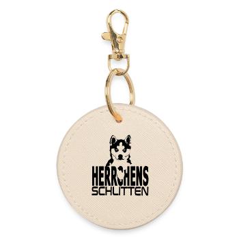 Husky Hund Illustration - Herrchens Schitten - Runder Schlüsselanhänger - Auster - Vorne