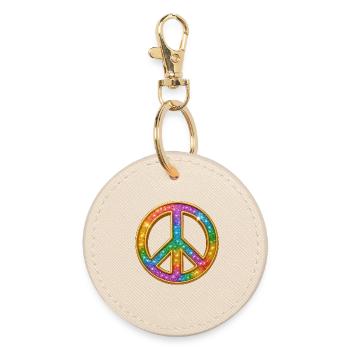 PEACE | Colourful peace symbol with glitter look - Round Keyring - oyster - Front