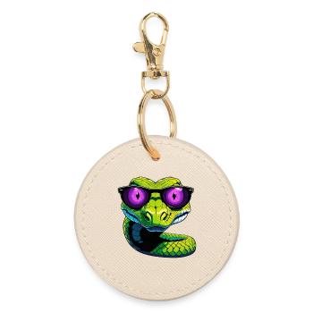 Serpent avec des lunettes de soleil violettes - Porte-clés rond - huître - Devant