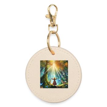 Mystical Forest - Feel the nature - Round Keyring - oyster - Front
