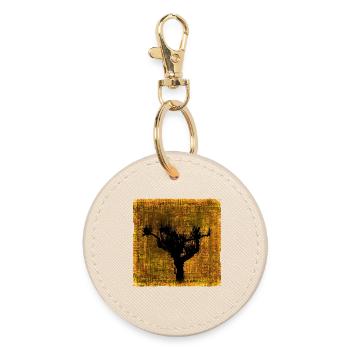 Vogelbaum Silhouette im Herbstfarben-Design - Runder Schlüsselanhänger - Auster - Vorne