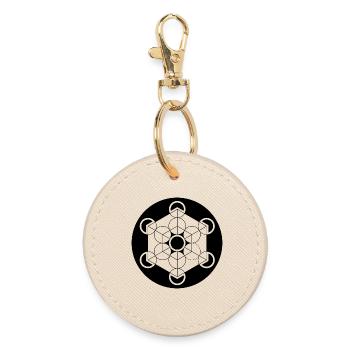Metatron's Cube Crop Circle - Round Keyring - oyster - Front