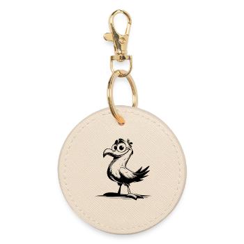 Comedy bird laugh guarantee with beak - Round Keyring - oyster - Front