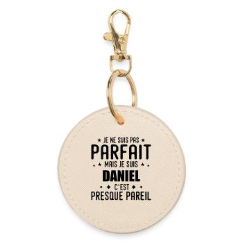 Daniel : authentique, imparfait, top, perfection - Porte-clés rond - huître - Devant