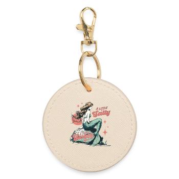 A Little Salty A Little Sweet Mermaid Retro - Round Keyring - oyster - Front