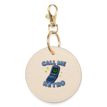 Retro Flip Phone Call Me Design - Runder Schlüsselanhänger - Auster - Vorne