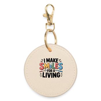Crowns Bridges Craftsmanship Dental Lab Tech - Round Keyring - oyster - Front