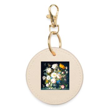 Bouquet of Butterflies Baroque Flemish - Round Keyring - oyster - Front
