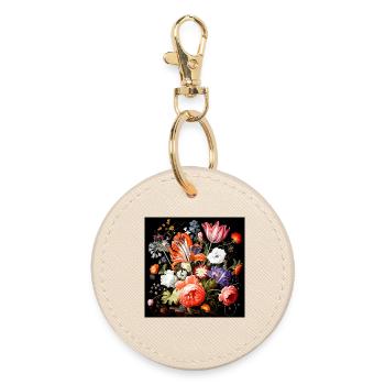 Blumenreiche Fantasien barock flämischer Stil - Runder Schlüsselanhänger - Auster - Vorne