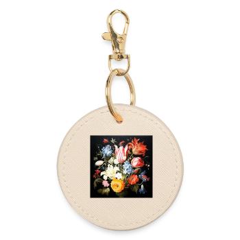 Flower bouquet in baroque style Flemish old masters - Round Keyring - oyster - Front