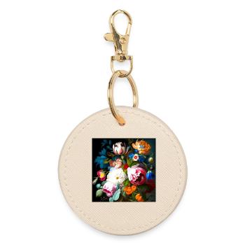 Vineta Flower Bouquet with Flower Variety Flemish - Round Keyring - oyster - Front