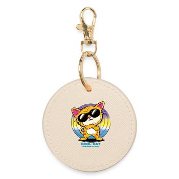 Chat cool avec des lunettes de soleil - Porte-clés rond - huître - Devant