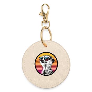 Belette en lunettes de soleil rétro - Porte-clés rond - huître - Devant
