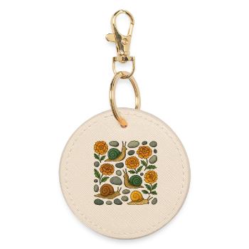 Motif fantaisiste d’escargots et de soucis - Porte-clés rond - huître - Devant