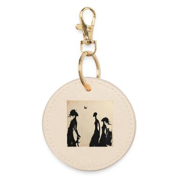 Feminine Silhouettes and Minimalist Bird - Round Keyring - oyster - Front