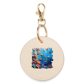 Vibrant coral reef marine life - Round Keyring - oyster - Front