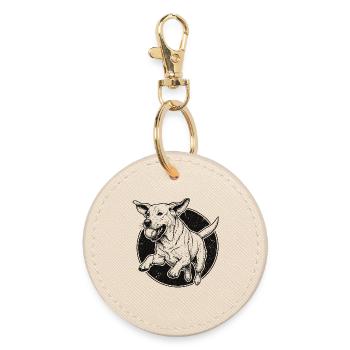 Labrador bondissant - Design vintage - Porte-clés rond - huître - Devant
