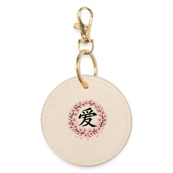 Love in the Cherry Blossom Circle - Round Keyring - oyster - Front