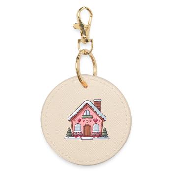 Chalet coeur douillet en hiver - Porte-clés rond - huître - Devant