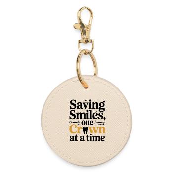 Dental Lab Technician Crown Maker Design  - Round Keyring - oyster - Front